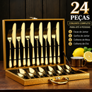 Faqueiro Premium 24 Peças em Aço Inox – Maleta Luxuosa