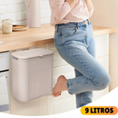Lixeira Cesto de Lixo 09 Litros Automática Suspensa Rose Preta Banheiro Cozinha Escritório Quarto