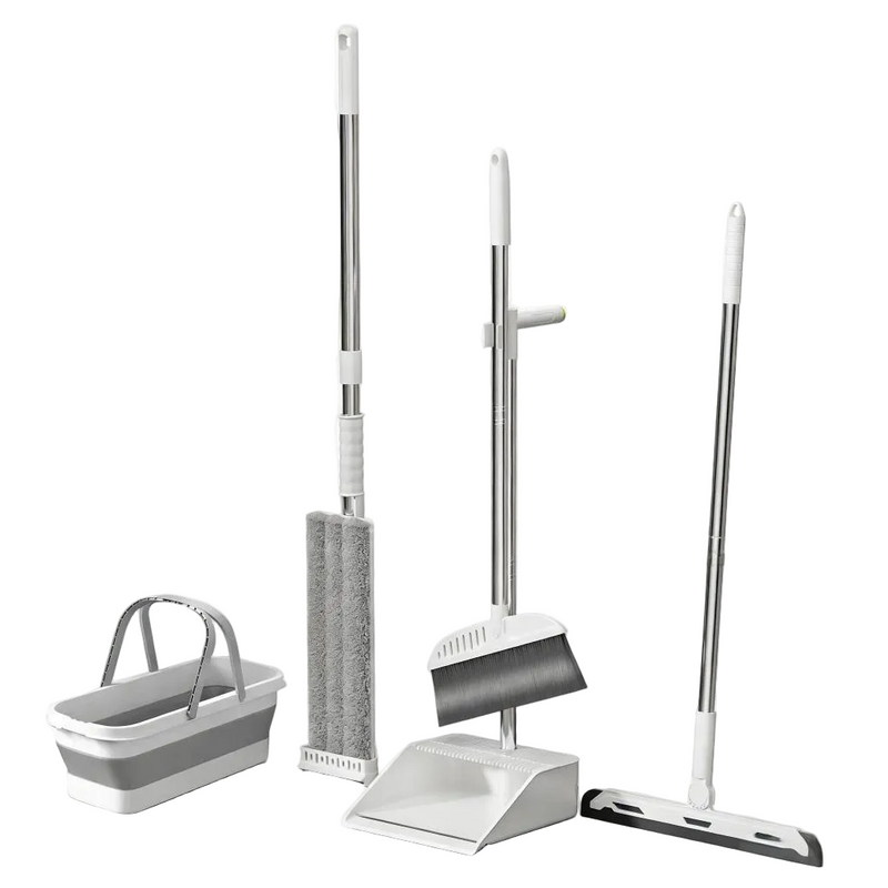 Kit Completo de 5 Peças para Limpeza Vassoura + Rodo + Pá +balde e Rodo Conjunto de esfregão -S7