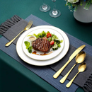 Jogo Talheres 24 Peças Faqueiro Dourado Aço Inox Premium Luxo cozinha Com Maleta