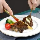 Jogo Talheres 24 Peças Faqueiro Dourado Aço Inox Premium Luxo cozinha Com Maleta