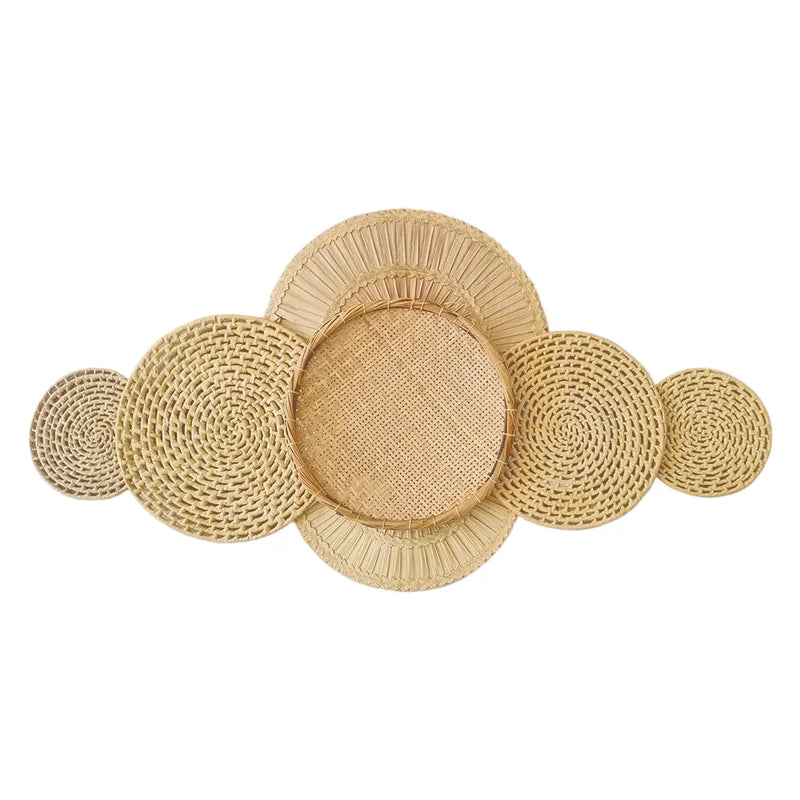 Decoração Parede Boho Composição Cestos de Palha