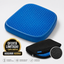 Almofada VittaGel Comfort de gel colmeia azul com capa protetora grátis, base antiderrapante e estrutura flexível para mais conforto ao sentar.