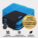 Kit com 4 almofadas VittaGel Comfort de gel colmeia azul e 4 capas protetoras grátis, indicado para uso em carro, escritório e casa